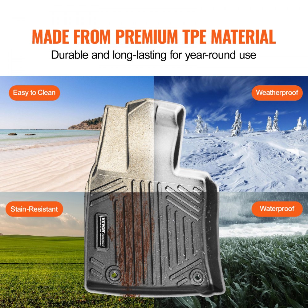 VEVOR Automotive Floor Mats Fits for Toyota Camry 2018-2024 3 pcs TPE Liners 