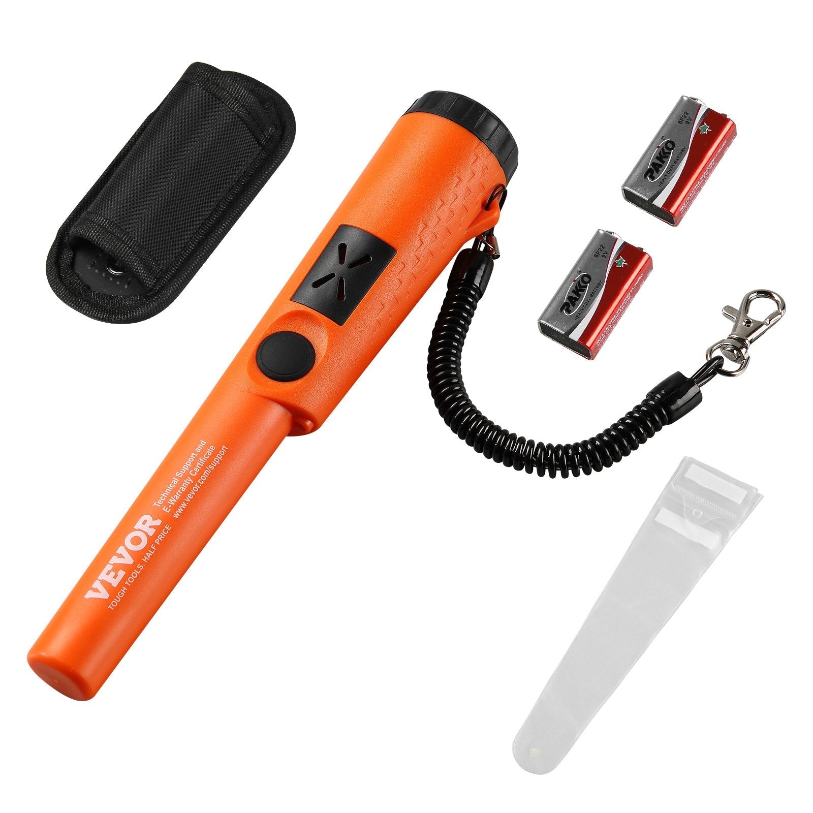 VEVOR Metal Detector Pinpointer, Partial Waterproof Handheld Pin Pointer Wand, 1.96" Detection Depth, 3 Modes, Treasure Hunting Probe with Holster, Waterproof Bag and 9V Battery, for Adults and Kids 