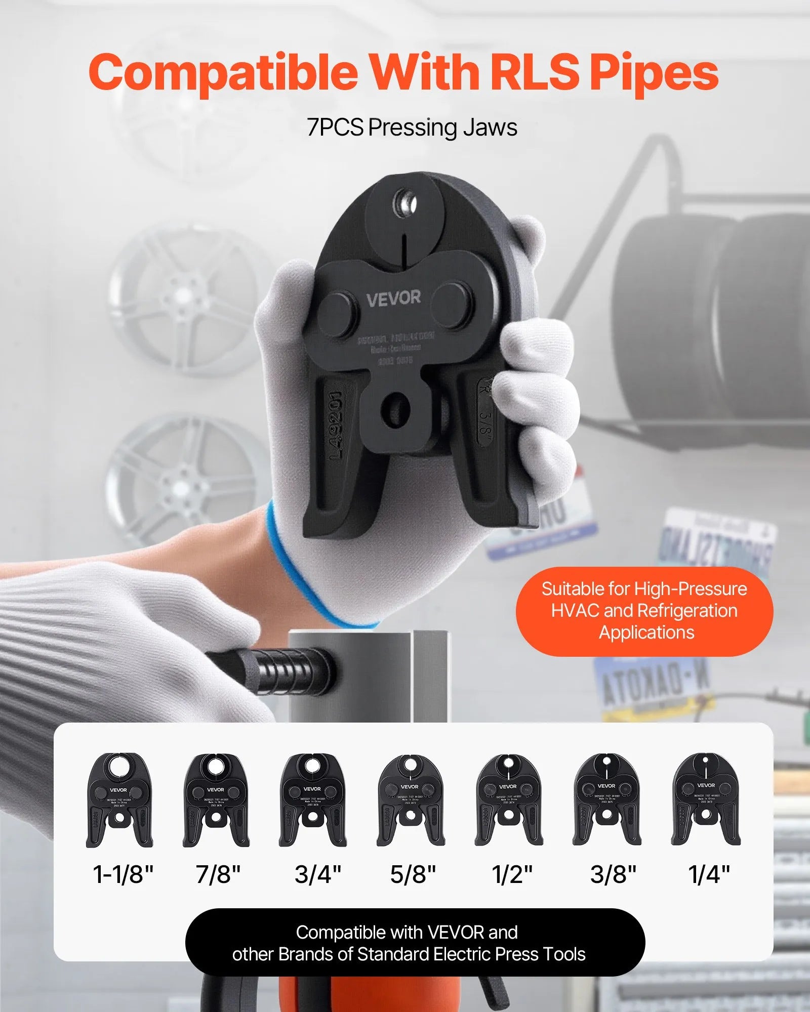 VEVOR RLS Press Jaws 7PCS Pressing Jaws 1/4" to 1-1/8" for Standard Press Tools