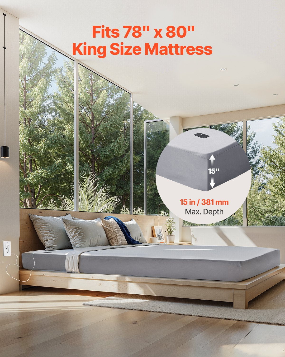 VEVOR Grounding Sheets King Size 90% Cotton + 10% Silver Fiber Earthing Sheets 