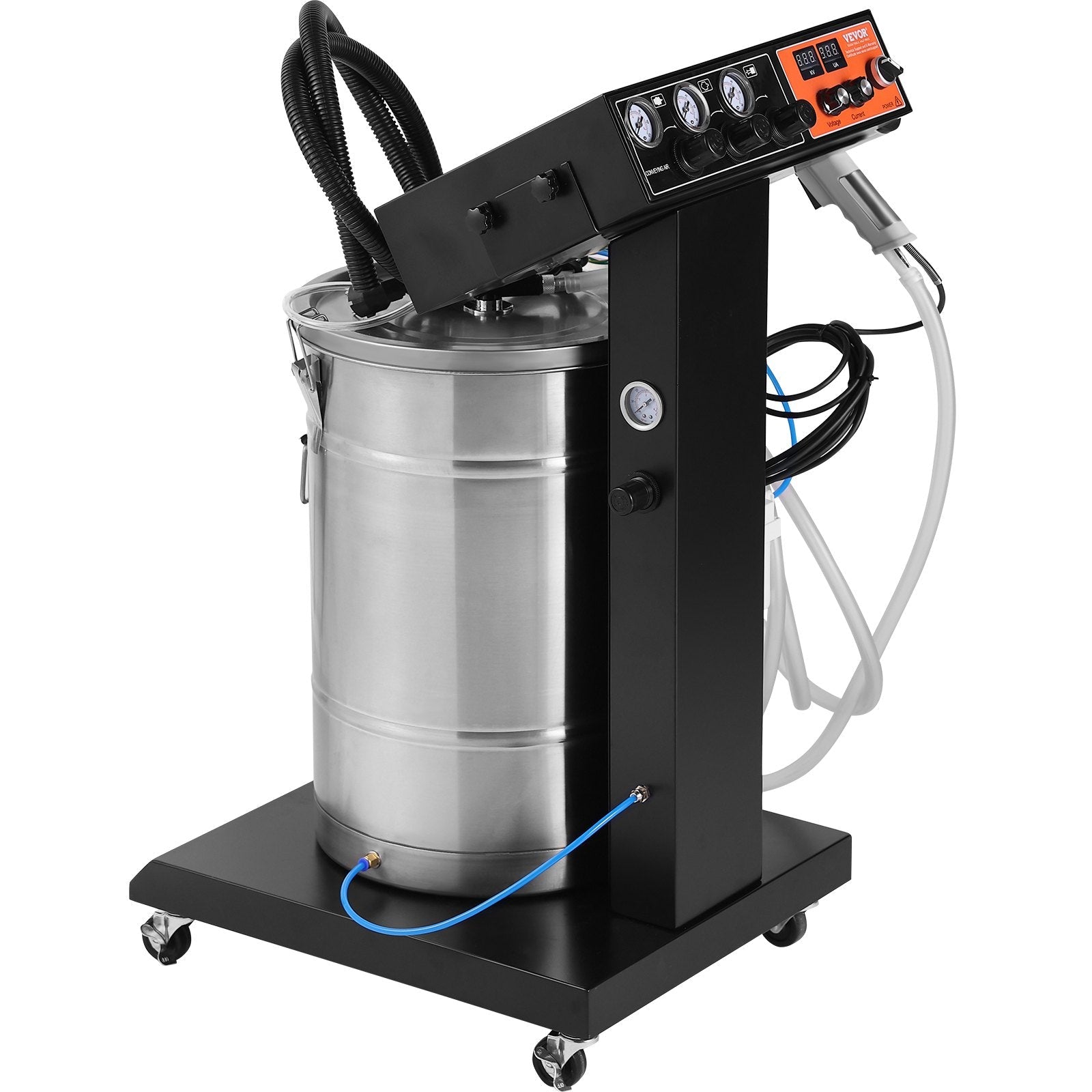 VEVOR Powder Coating System, 40 W 100KV Electrostatic Output Powder Coating Kit with 50L Powder Hopper, 450g Per Minute Powder Coating Machine with Spray Gun and Trolley Base, for Indoor and Outdoor 