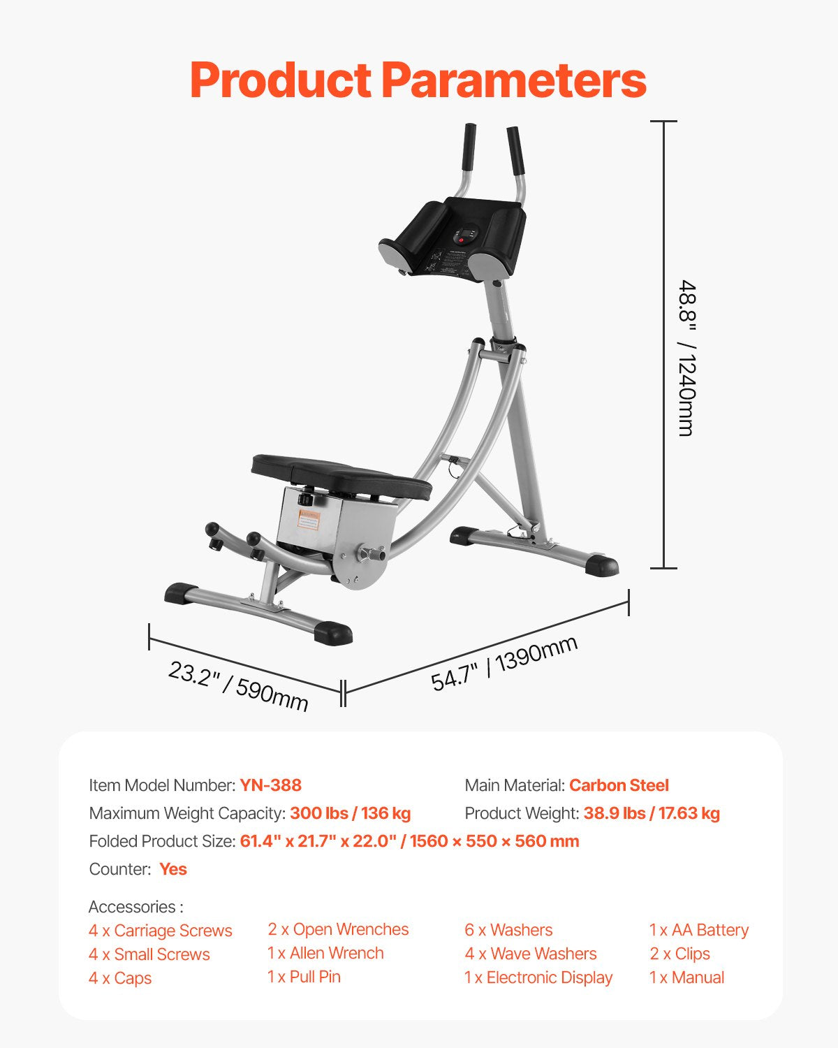VEVOR AB Workout Machine Equipment Home Gym Core Abdominal Trainers Adjustable 
