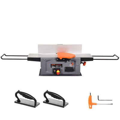 VEVOR Spiral Benchtop Jointer, 8-Inch, 2HP 10000 RPM Bench Top Wood Jointer, 18-Blade Spiral Cutterhead with Extendable Arm up to 6.5'' and 8x42.3'' Worktable 0-1/8'' Adjustable Depth, for Woodworking 