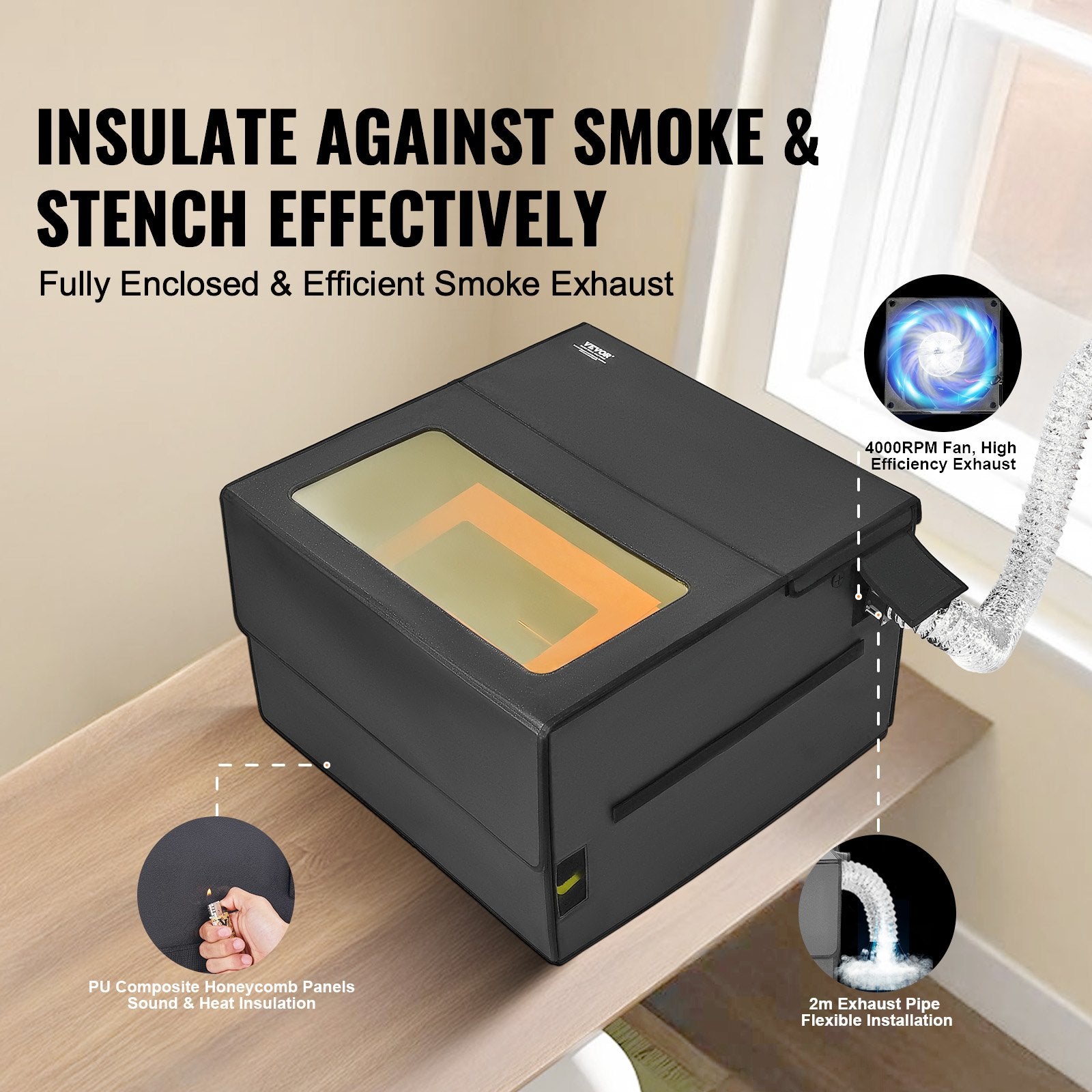 VEVOR Laser Engraver Enclosure 31.5 x 31.5 x 19.6" Fireproof Protective Cover 