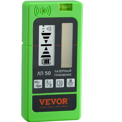VEVOR Laser Receiver for Laser Level, 197 ft Working Range, Green Laser and Red Beam Detector for Pulsing Line Lasers, Adjustable Speaker & Dual LCD Display & Built-In Bubble Level, Clamp Included 