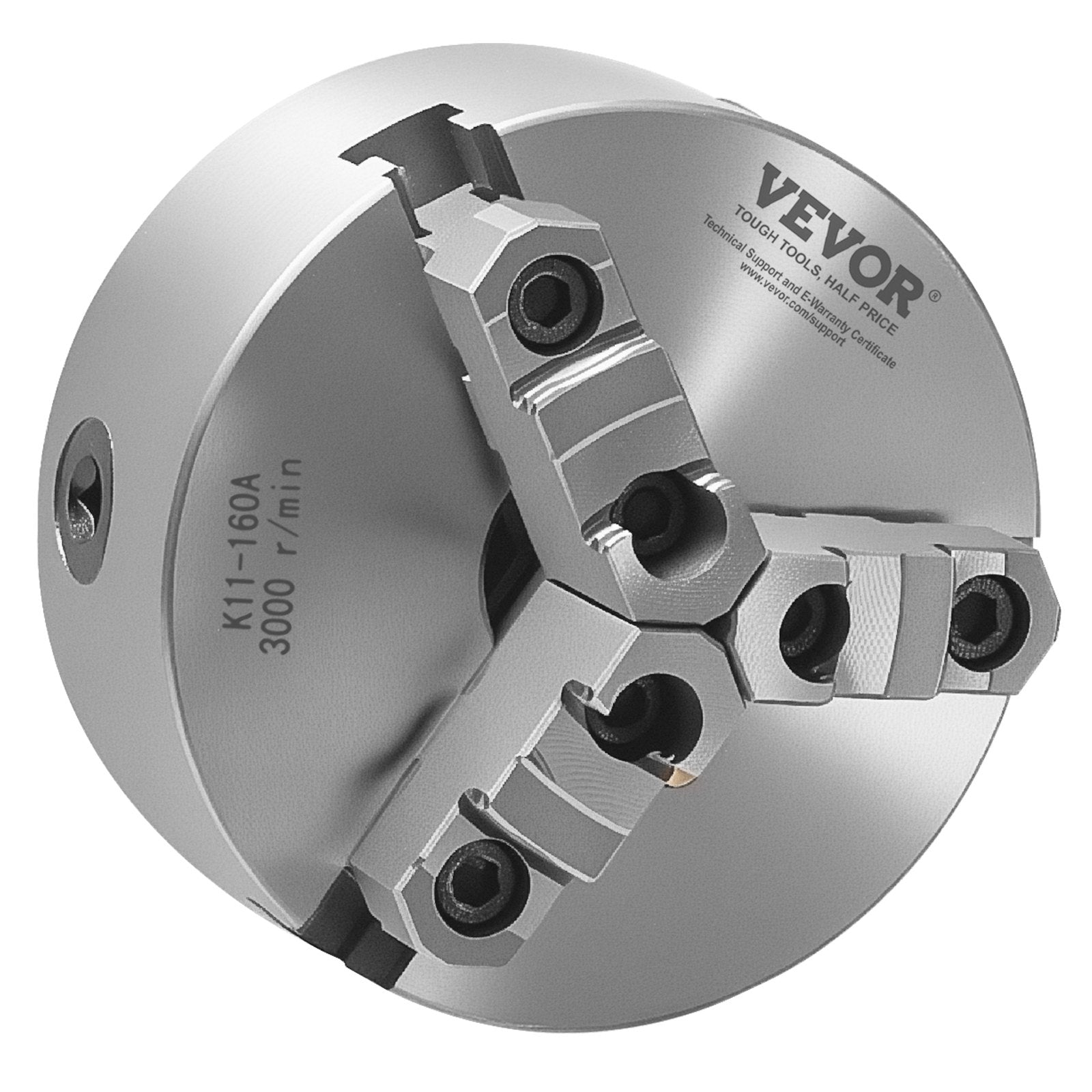 VEVOR 6 in 3-Jaw Self-Centering Lathe Chuck 1 1/2 in-8 Threaded Backing Plate 