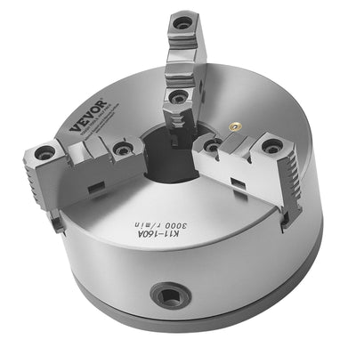 VEVOR 6 in 3-Jaw Self-Centering Lathe Chuck 1 1/2 in-8 Threaded Backing Plate 