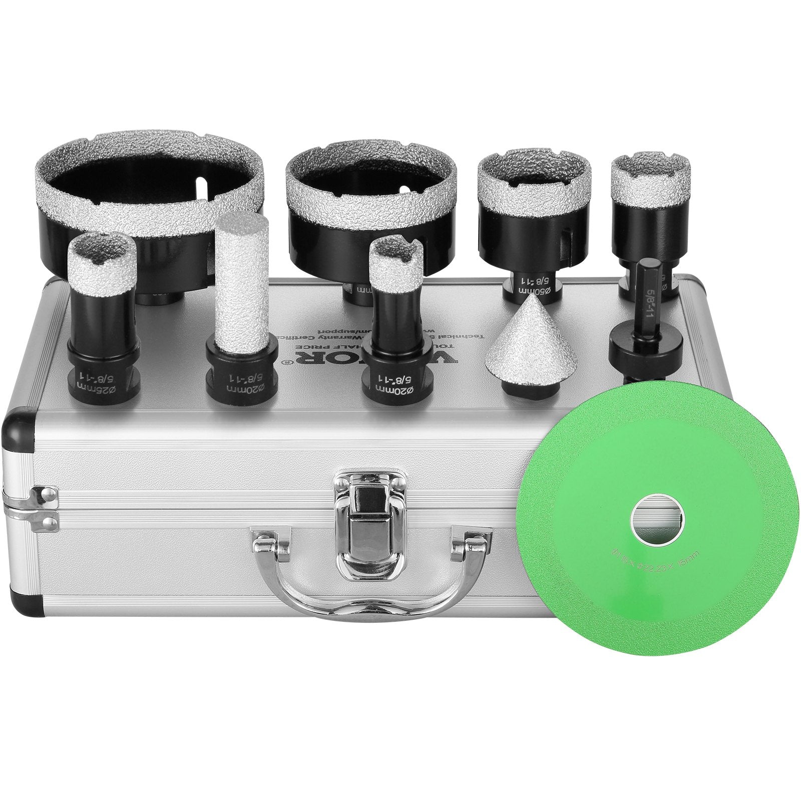 VEVOR Diamond Core Drill Bit Set, 6 PCS 20/25/35/50/75/100mm Diamond Hole Saw Kit, with Finger Milling Bit Cone Bit Saw Blade and Storage Case for Dry and Wet, Diamond Drill Bits for Tile Ceramic 