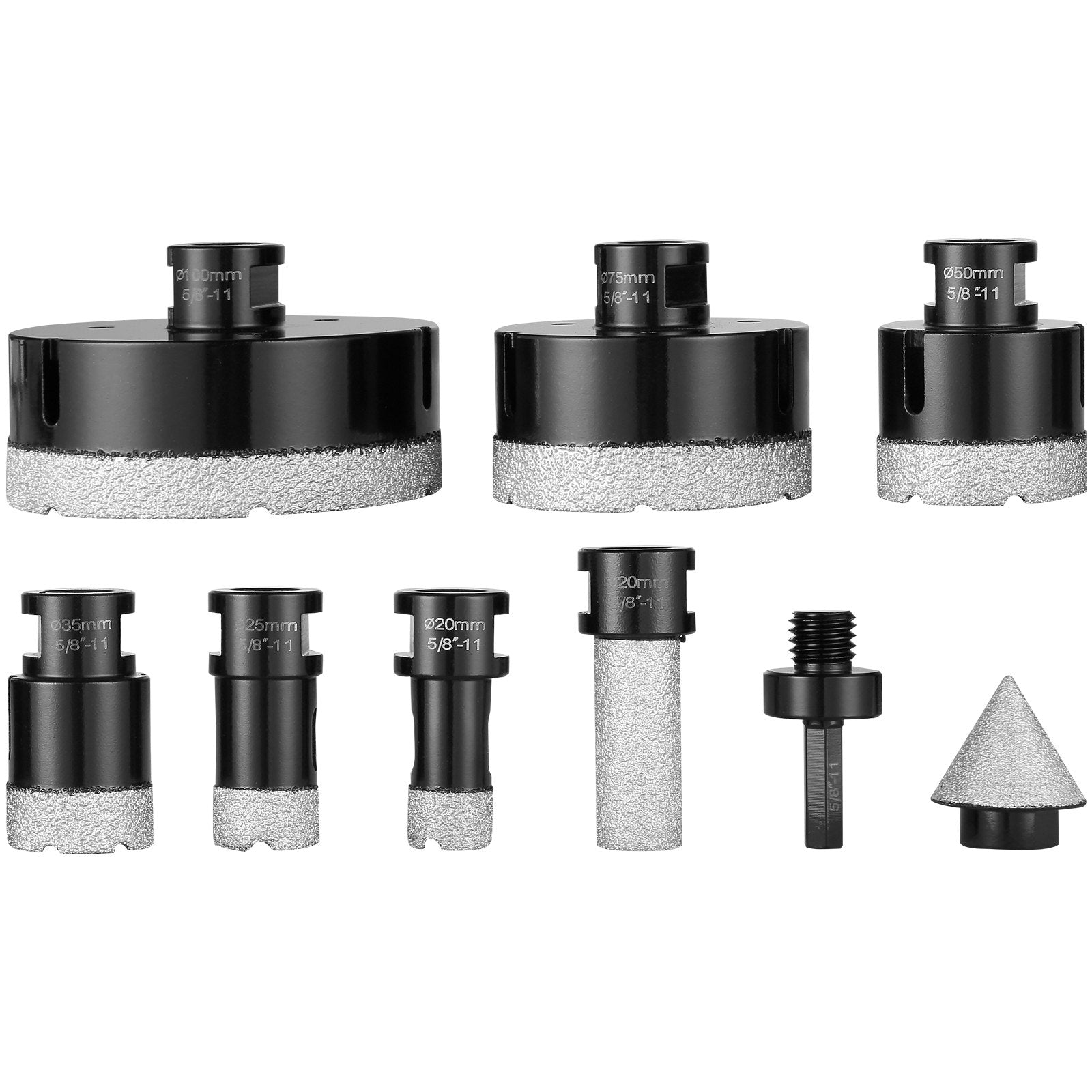 VEVOR Diamond Core Drill Bit Set, 6 PCS 20/25/35/50/75/100mm Diamond Hole Saw Kit, with Finger Milling Bit Cone Bit Saw Blade and Storage Case for Dry and Wet, Diamond Drill Bits for Tile Ceramic 