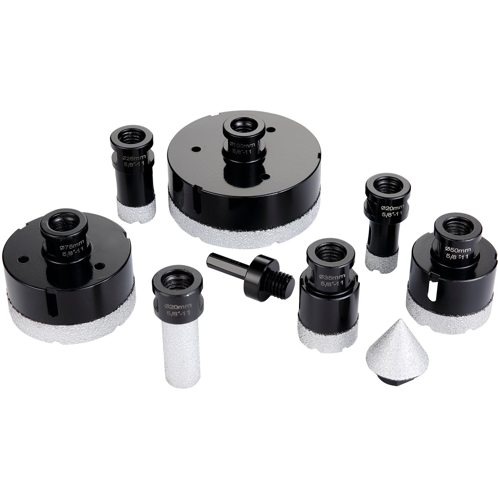 VEVOR Diamond Core Drill Bit Set, 6 PCS 20/25/35/50/75/100mm Diamond Hole Saw Kit, with Finger Milling Bit Cone Bit Saw Blade and Storage Case for Dry and Wet, Diamond Drill Bits for Tile Ceramic 