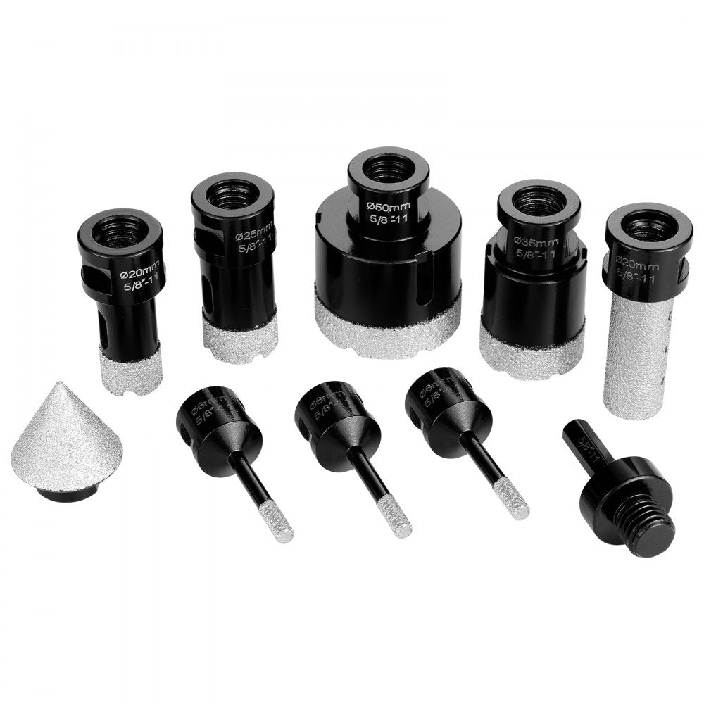 VEVOR Diamond Core Drill Bit Set, 7 PCS 6/6/6/20/25/35/50mm Diamond Hole Saw Kit, with Finger Milling Bit Cone Bit Saw Blade and  Storage Case for Dry and Wet, Diamond Drill Bits for Tile Ceramic 