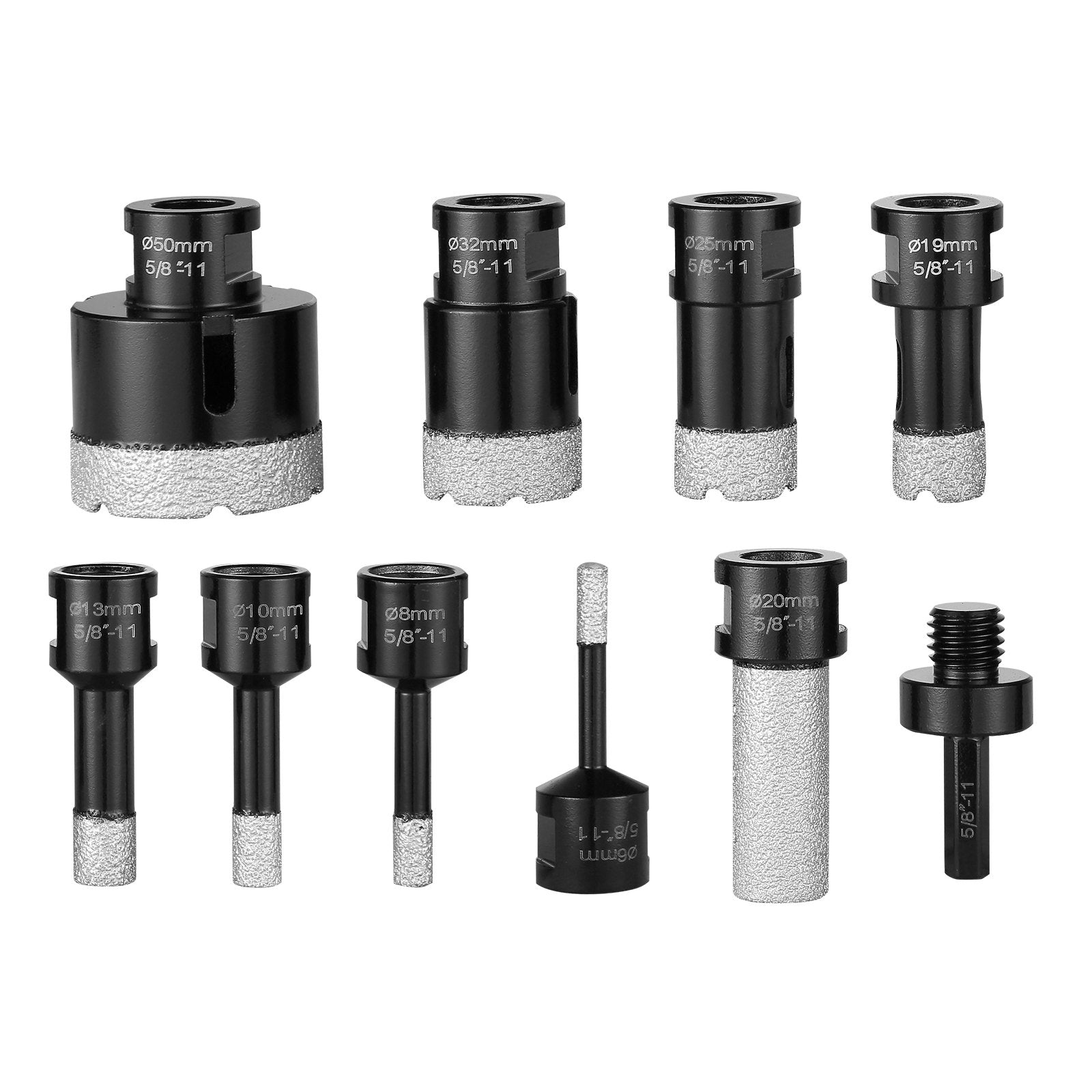 VEVOR Diamond Core Drill Bit Set, 8 PCS 6/8/10/13/19/25/32/50mm Diamond Hole Saw Kit, with Finger Milling Bit Saw Blade and Storage Case for Dry and Wet, Diamond Drill Bits for Tile Ceramic 