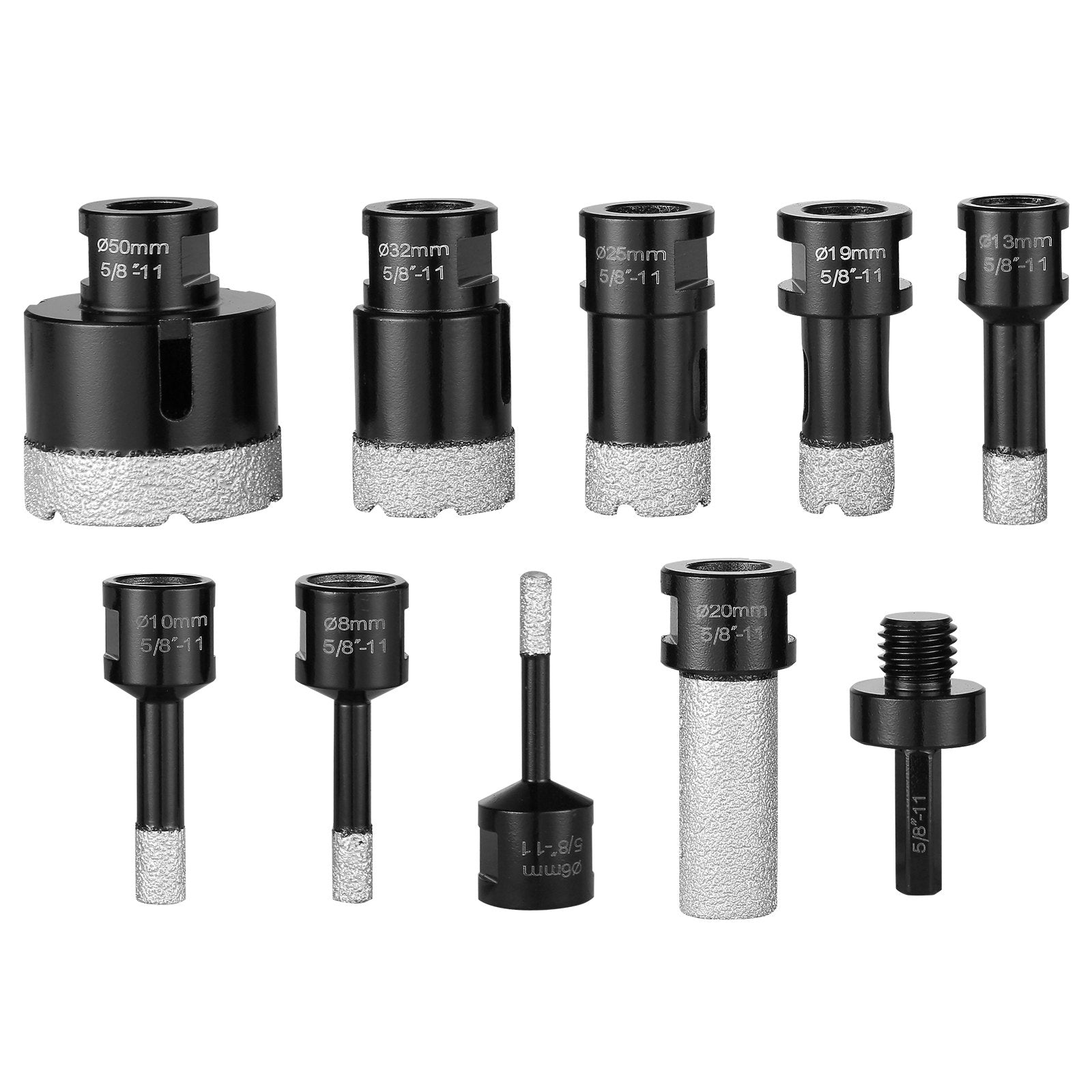 VEVOR Diamond Core Drill Bit Set, 8 PCS 6/8/10/13/19/25/32/50mm Diamond Hole Saw Kit, with Finger Milling Bit Saw Blade and Storage Case for Dry and Wet, Diamond Drill Bits for Tile Ceramic 