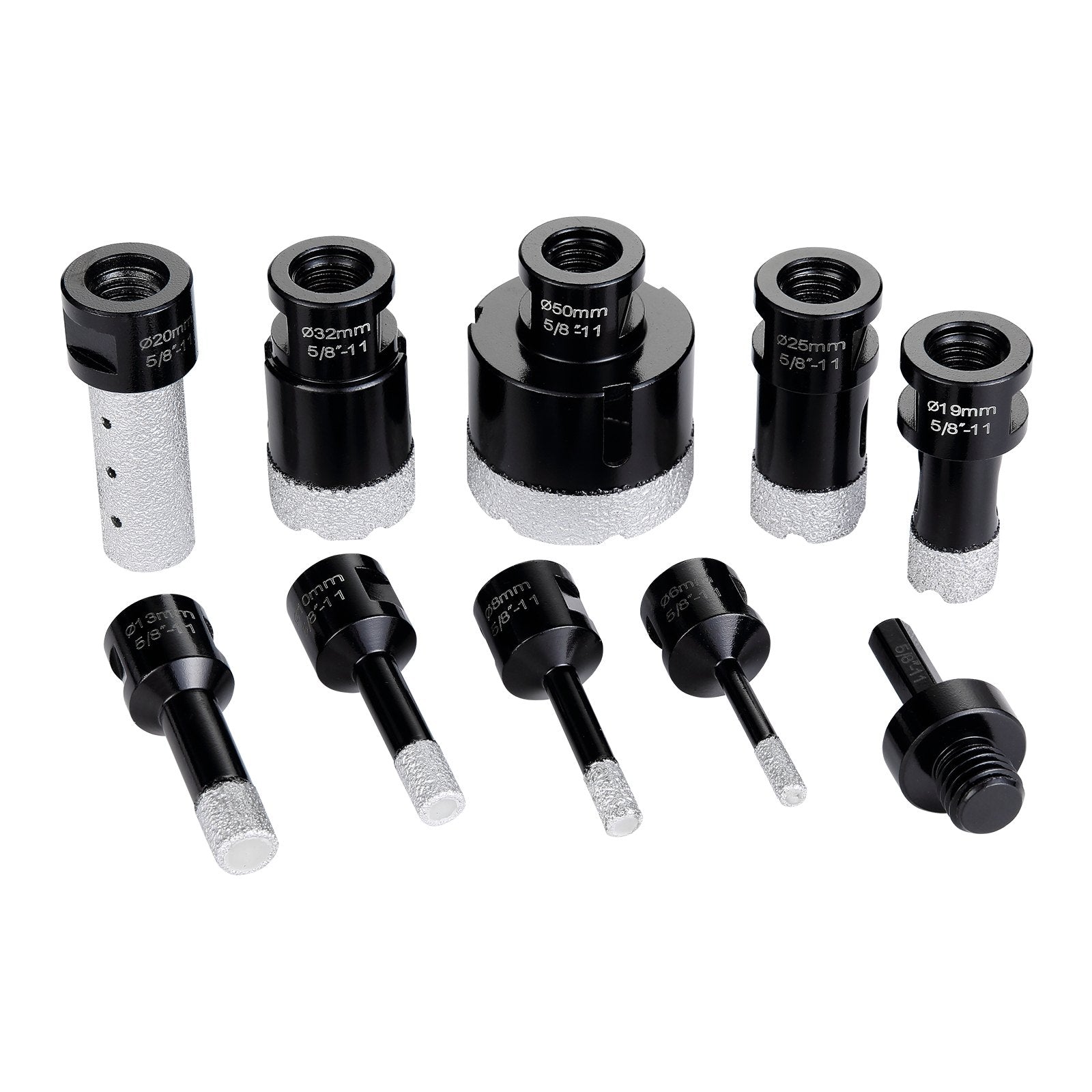 VEVOR Diamond Core Drill Bit Set, 8 PCS 6/8/10/13/19/25/32/50mm Diamond Hole Saw Kit, with Finger Milling Bit Saw Blade and Storage Case for Dry and Wet, Diamond Drill Bits for Tile Ceramic 