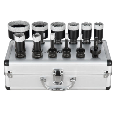 VEVOR Diamond Core Drill Bit Set, 11 PCS 6/8/10/20/25/28/32/35/45/50/65mm Diamond Hole Saw Kit, with 5/8"-11 Connector and Storage Case for Dry and Wet, Diamond Drill Bits for Tile Ceramic 