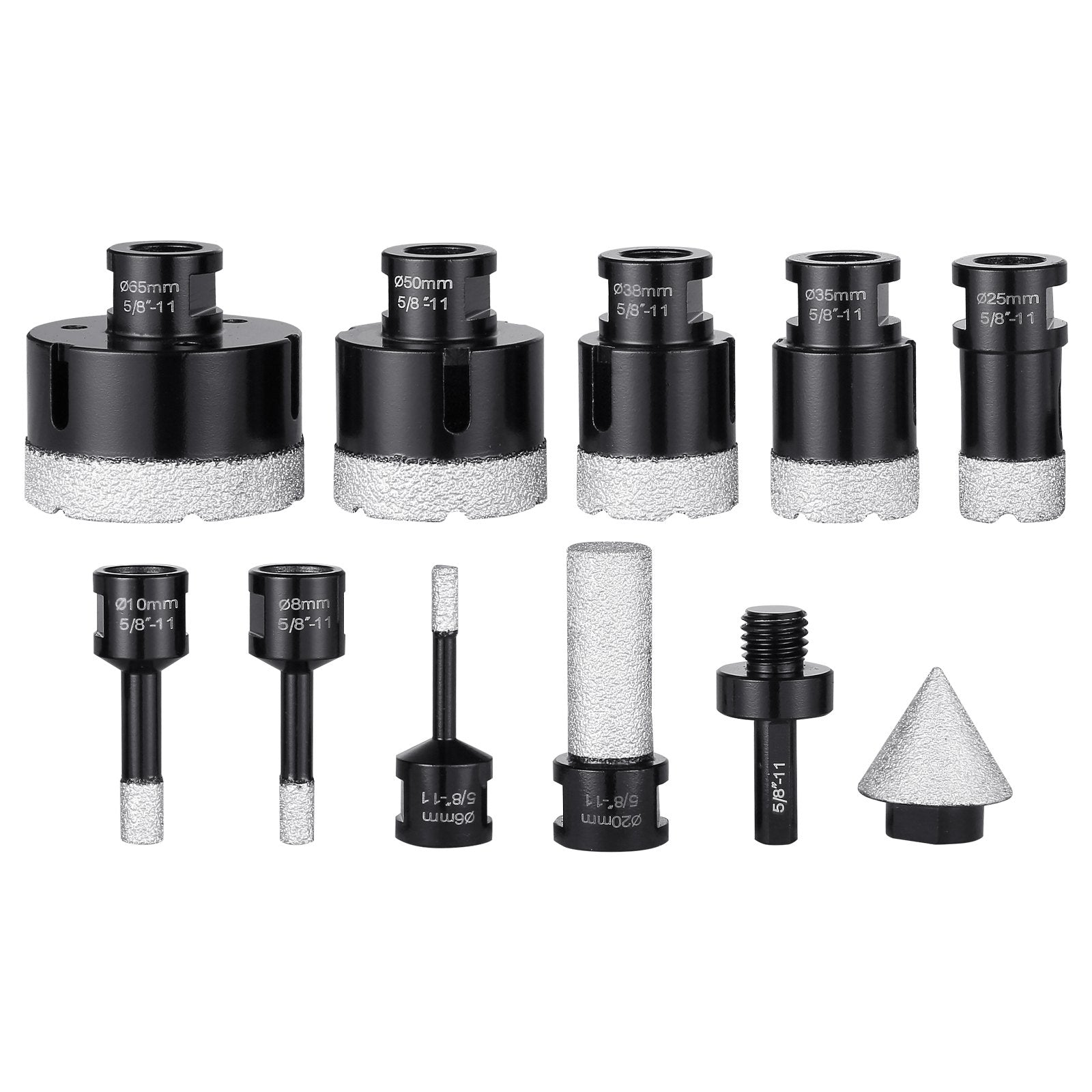 VEVOR Diamond Core Drill Bit Set, 8 PCS 6/8/10/25/35/38/50/65mm Diamond Hole Saw Kit, with Finger Milling Bit Cone Bit Saw Blade and Storage Case for Dry and Wet, Diamond Drill Bits for Tile Ceramic 