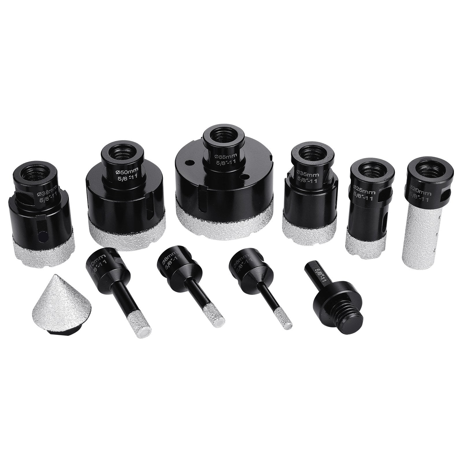 VEVOR Diamond Core Drill Bit Set, 8 PCS 6/8/10/25/35/38/50/65mm Diamond Hole Saw Kit, with Finger Milling Bit Cone Bit Saw Blade and Storage Case for Dry and Wet, Diamond Drill Bits for Tile Ceramic 