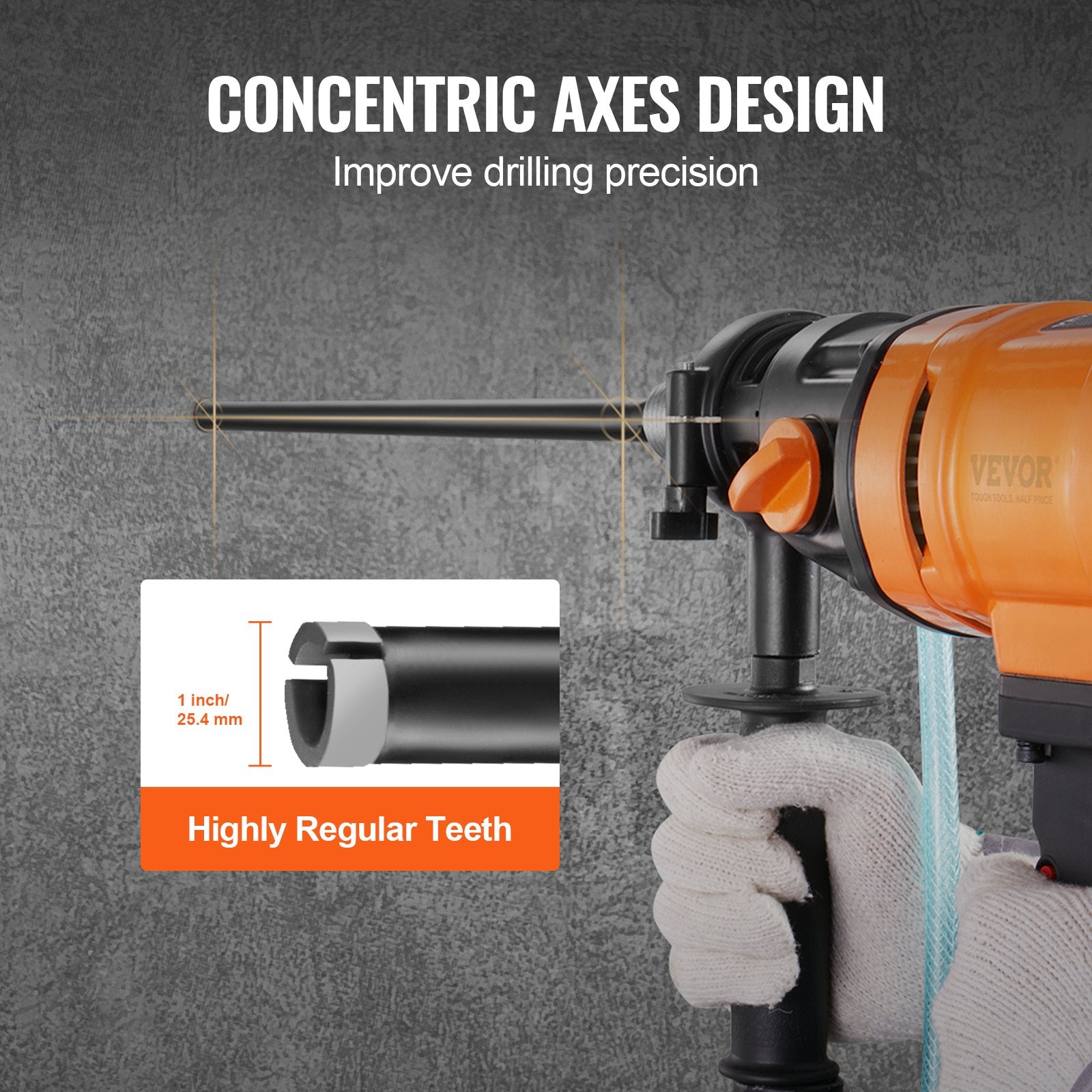 VEVOR Core Drill Bit, 1" Wet Diamond Core Drill Bits, 14" Drilling Depth Concrete Core Drill Bit, 5/8"-11 Inner Thread, Laser Welding, Diamond Wet Coring Bit for Concrete Brick and Block 
