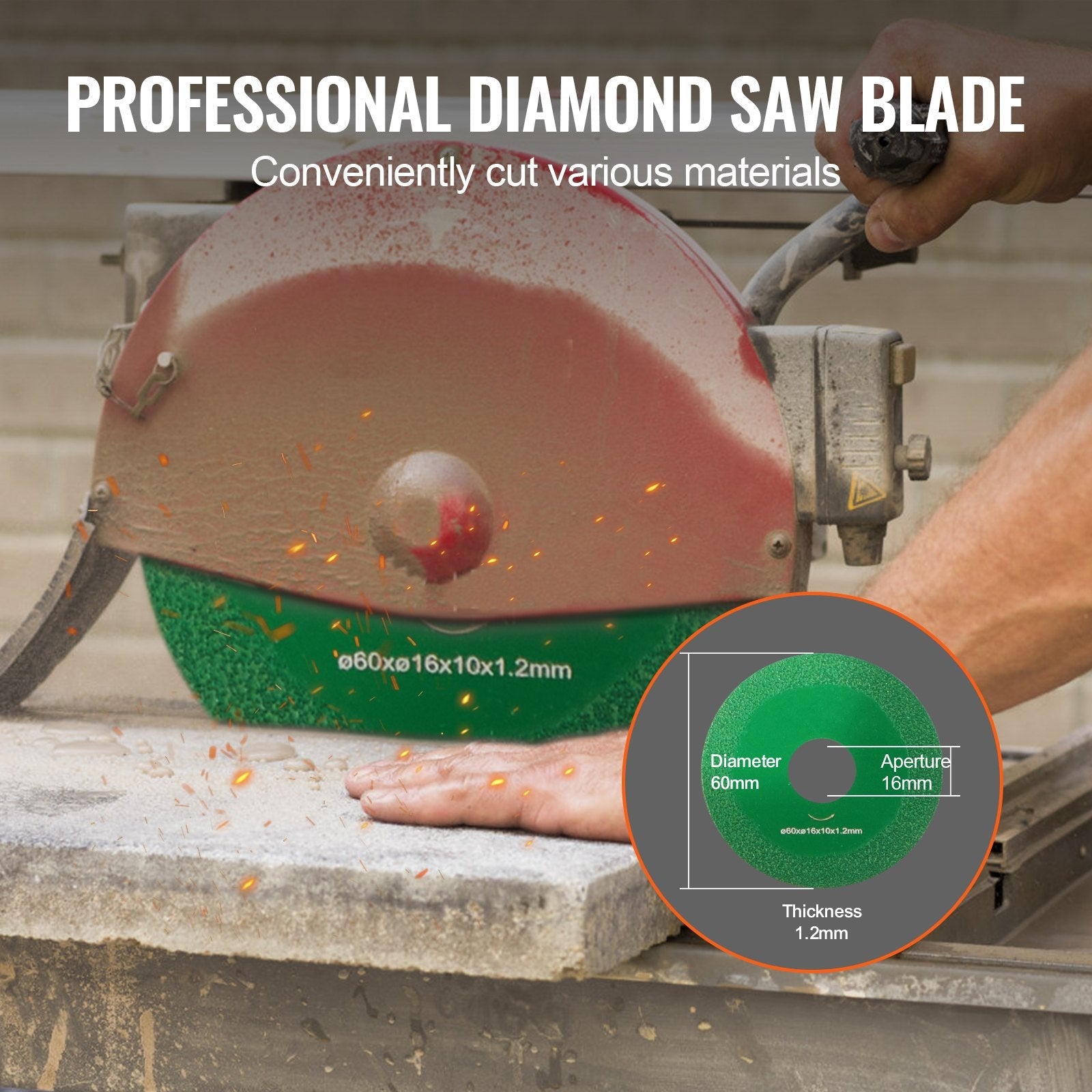 VEVOR Core Drill Bit, 2" Wet Diamond Core Drill Bits, 14" Drilling Depth Concrete Core Drill Bit with Saw Blade, 1-1/4"-7 Inner Thread, Laser Welding, Diamond Wet Coring Bit for Concrete Brick 