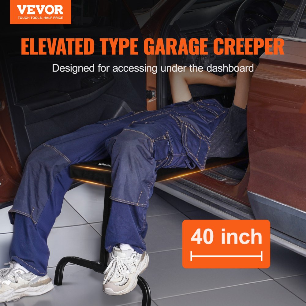 VEVOR 40 in Under Dash Creeper 330 lbs Rolling Garage Creeper Height Adjustable 
