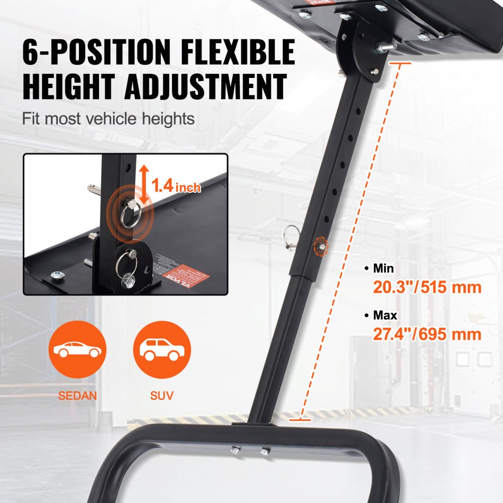 VEVOR 40 in Under Dash Creeper 330 lbs Rolling Garage Creeper Height Adjustable 