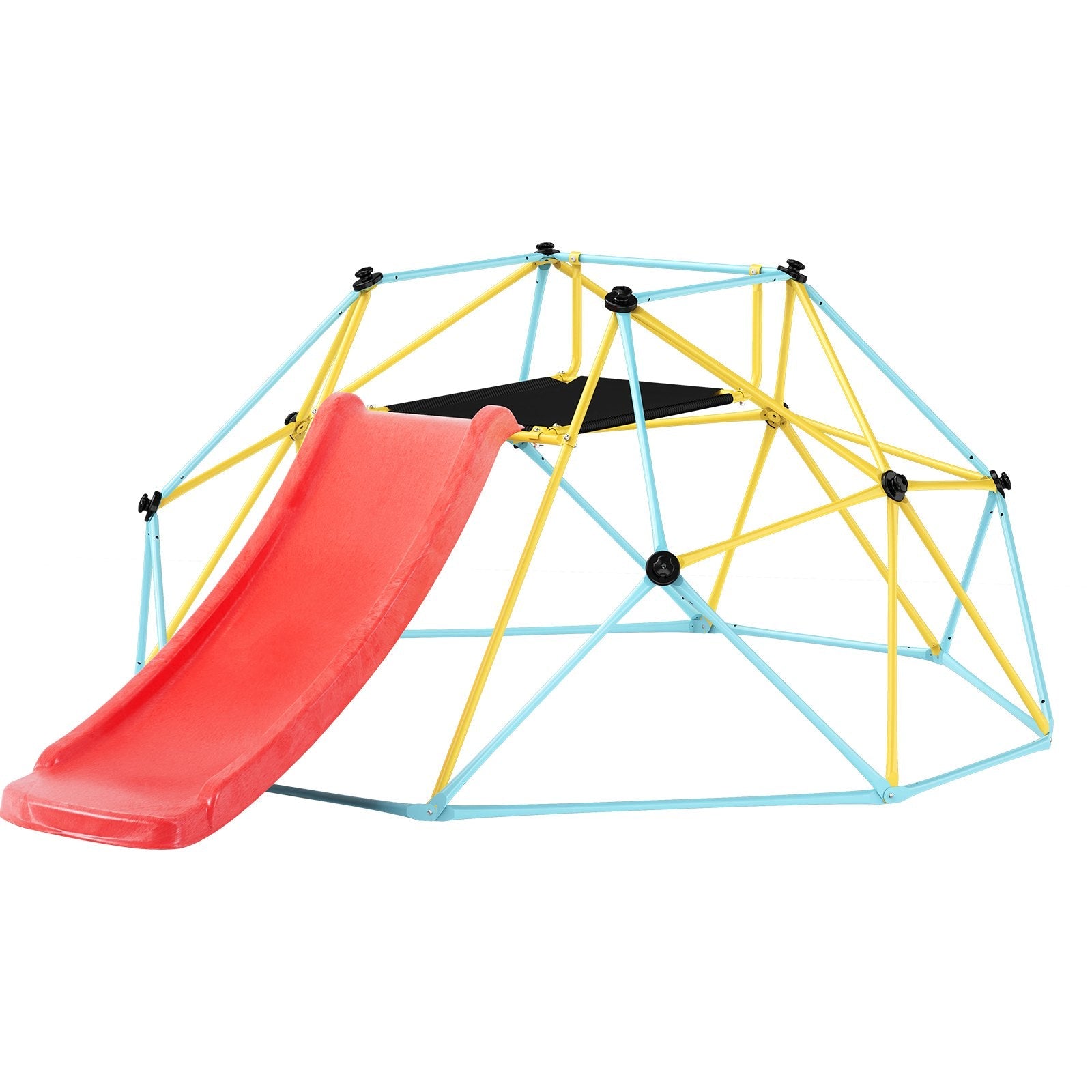 VEVOR Climbing Dome, 8FT Geometric Dome Climber with Slide, for Kids 3 to 9 Years Old, Jungle Gym Supports 600LBS and Easy Assembly, with Climbing Grip, Outdoor and Indoor Play Equipment for Kids 