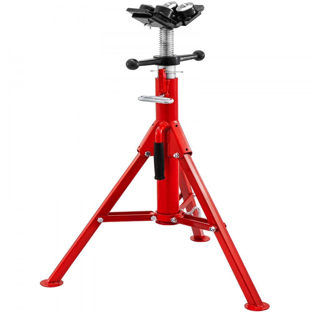 VEVOR Pipe Jack Stand with 4-Ball Transfer V-Head and Folding Legs 1500LB Welding Pipe Stand Adjustable Height 28-52IN 1107A-type Pipe Jacks for Welding 