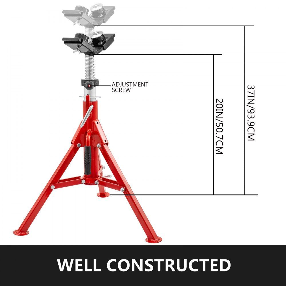 VEVOR Pipe Jack Stand with 2-Ball Transfer V-Head and Folding Legs 1500LB Welding Pipe Stand Adjustable Height 20-37IN 1107C-type Pipe Jacks for Welding 