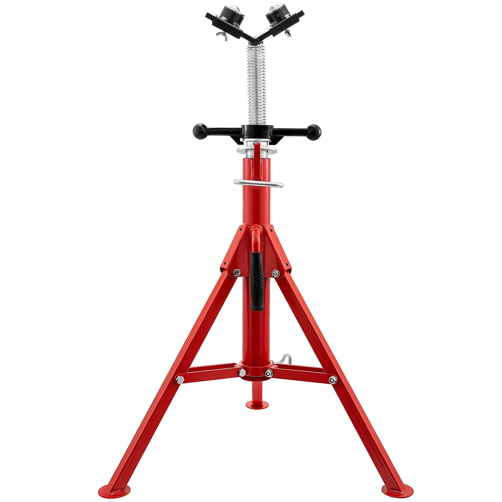 VEVOR Pipe Jack Stand with 2-Ball Transfer V-Head 6mm Thickness and Folding Legs 1300LB Welding Pipe Stand Adjustable Height 28-52IN 1107S-type Pipe Jacks for Welding 