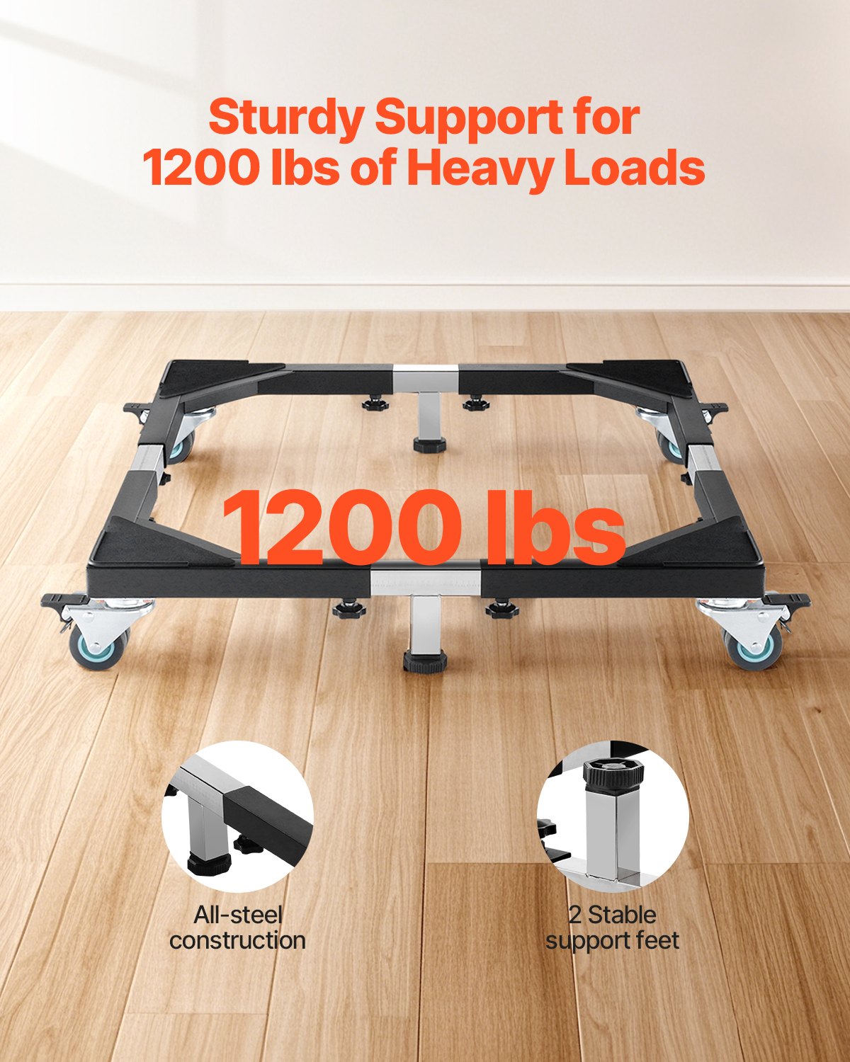 VEVOR Fridge Stand Mobile Base 1200 lbs 23 -36.6 Inch Adjustable Furniture Dolly 