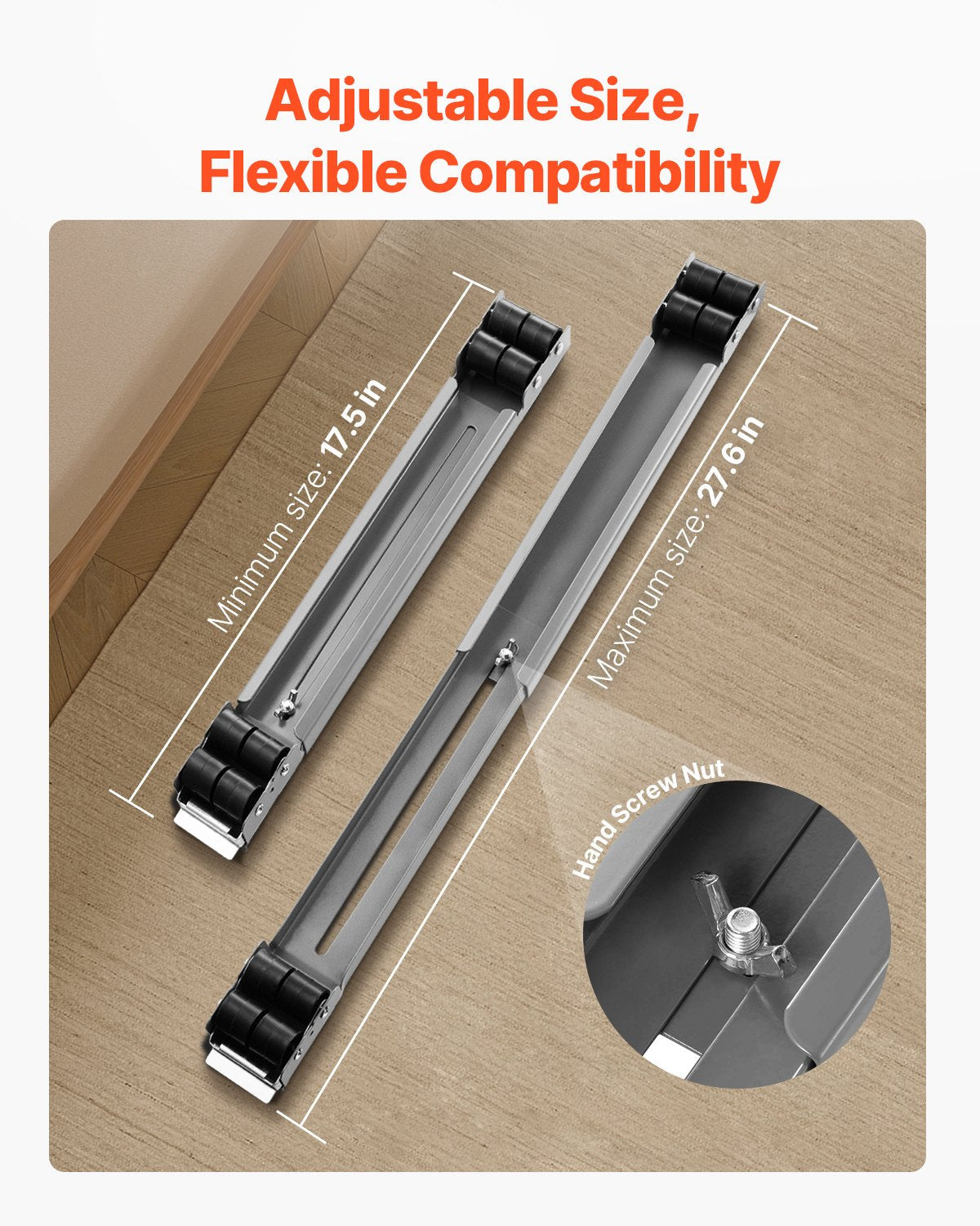 VEVOR Furniture Dolly Mobile Roller 330 lbs Load Extendable Appliance Rollers 