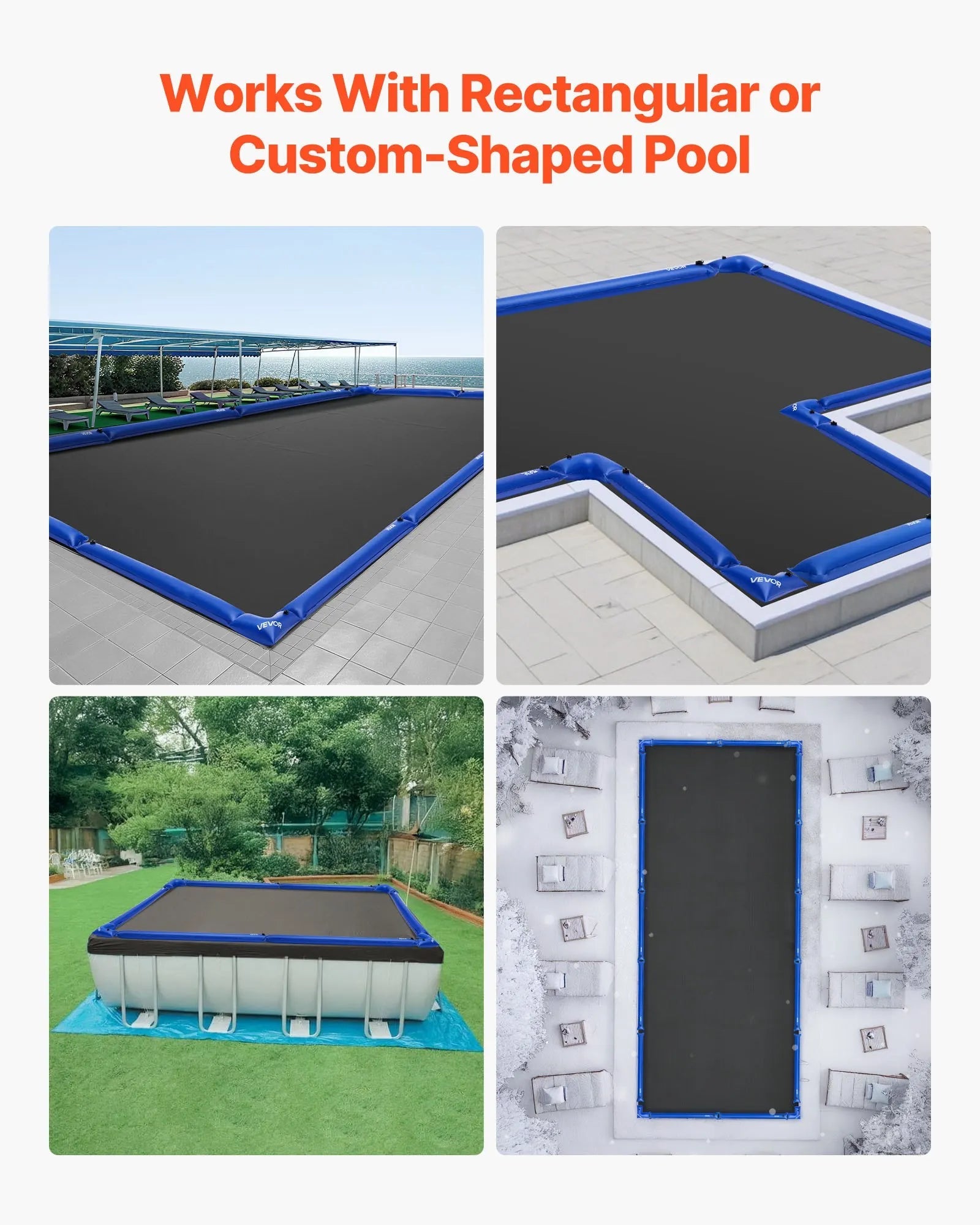 VEVOR Corner Pool Water Tubes, 4 Pack 22.4 x 22.2 in, Corner Winter Water Bags with Leakproof Screw Cap, 0.4mm Heavy Duty PVC, Cold-Resistant Weights for Inground Swimming Pool Covers 