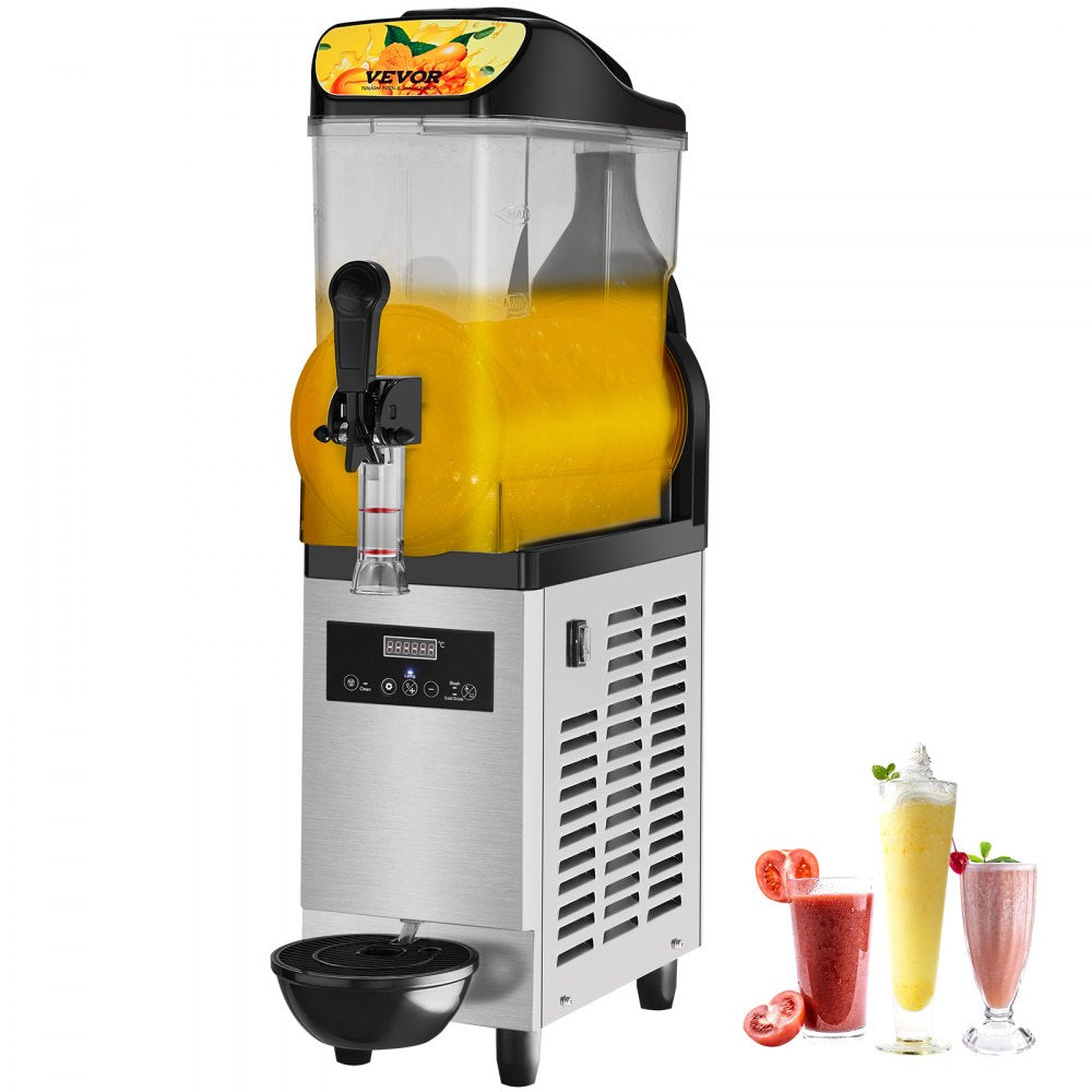 VEVOR Commercial Slushy Machine, 12L / 3.2 Gal Single Bowl, 24 Cups Output, 110V 550W Stainless Steel Margarita Smoothie Frozen Drink Maker, Slushie Machine for Party Cafes Restaurants Bars Home Use 