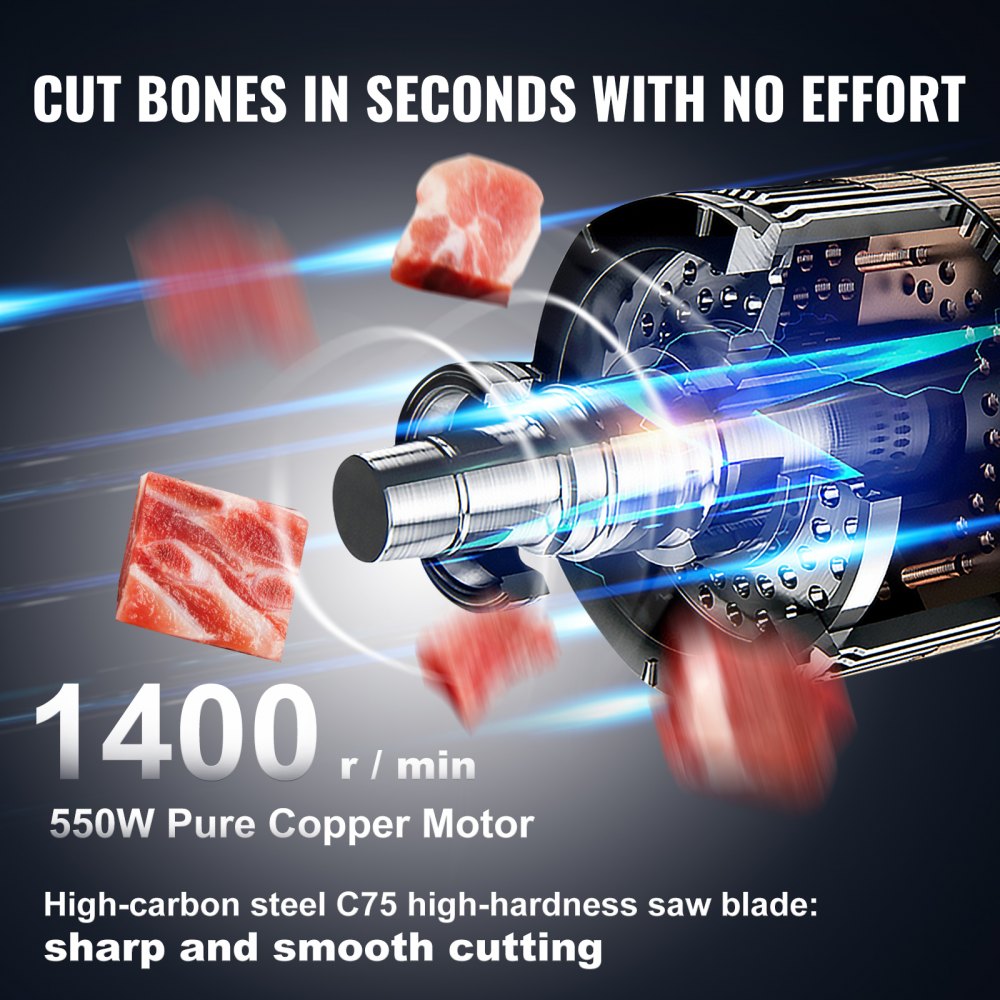 VEVOR 550W Commercial Electric Meat Bandsaw Stainless Steel Bone Sawing Machine 