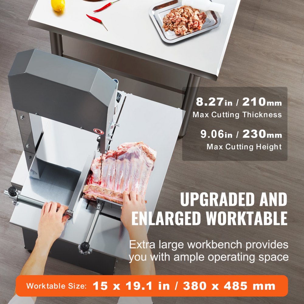 VEVOR 550W Commercial Electric Meat Bandsaw Stainless Steel Bone Sawing Machine 