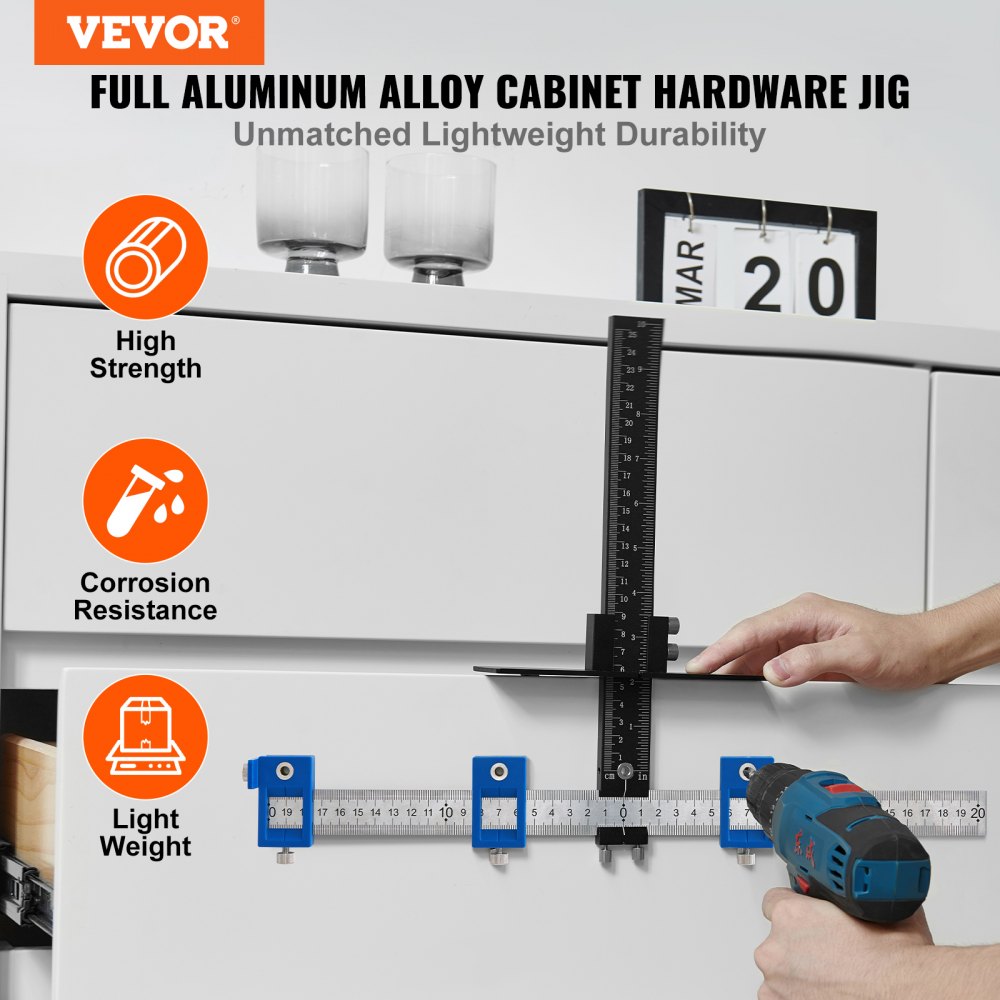 VEVOR Cabinet Hardware Jig Aluminum Alloy and Stainless Steel Cabinet Handle Jig 