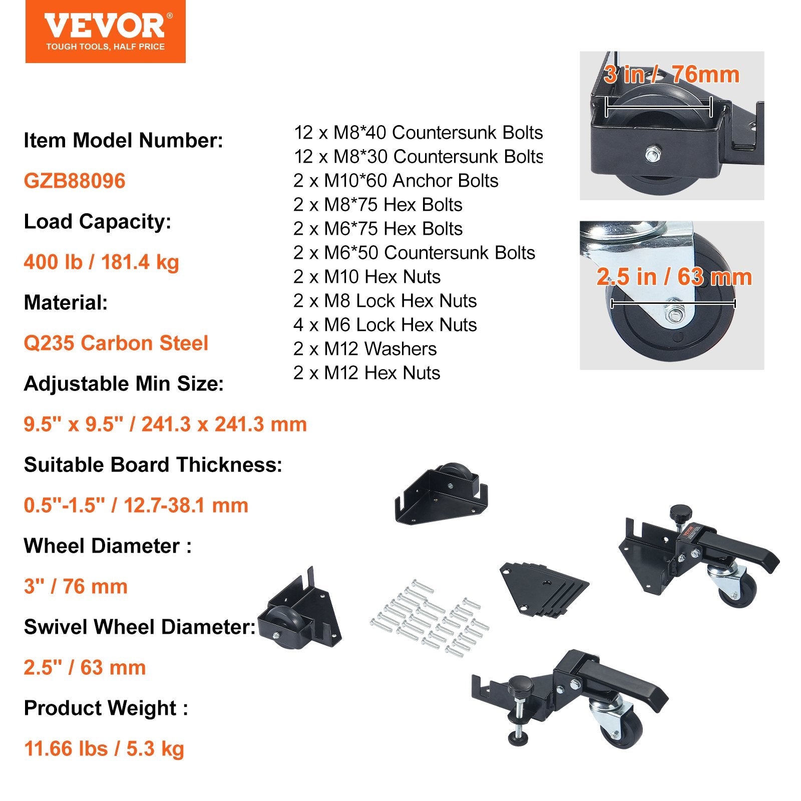 VEVOR Mobile Base Heavy Duty Universal Stand 400 lbs Capacity For Tools Machines 