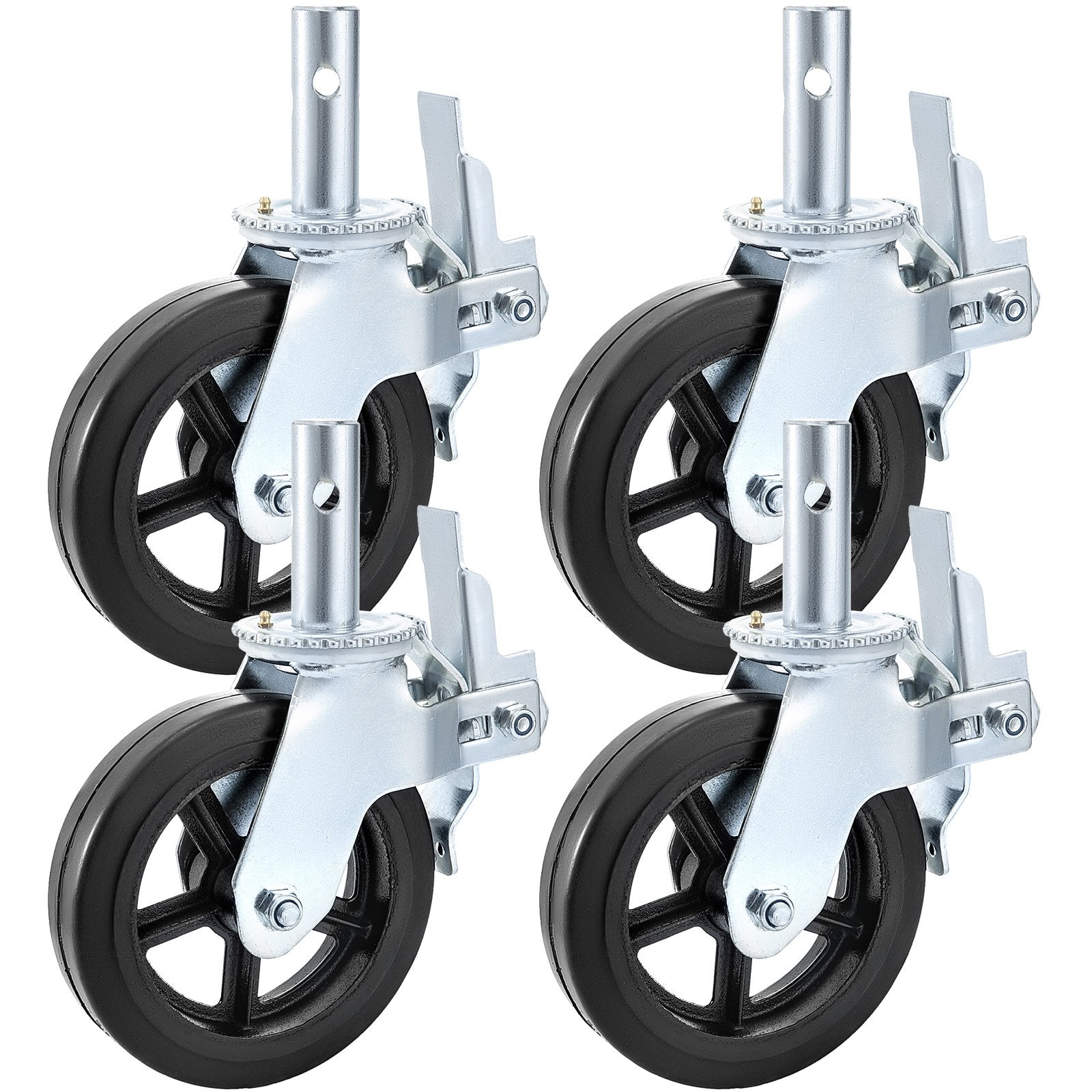VEVOR 4 Pack 8 Inch Iron Core Polyurethane Swivel Caster with Dual Locking Brake Adjustable Legs 1100LBS Capacity per Wheel 