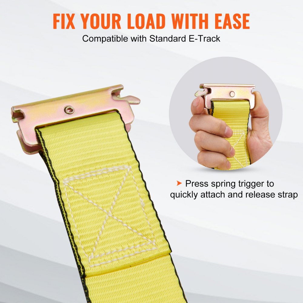 VEVOR Ratchet Tie Down Straps (8PK), 4400 lb Break Strength, E-Track Endless Ratchet with 8 Premium 2" x 15' Rachet Tie Downs Heavy Duty, for Moving Securing Cargo, Appliances, Lawn Equipment 