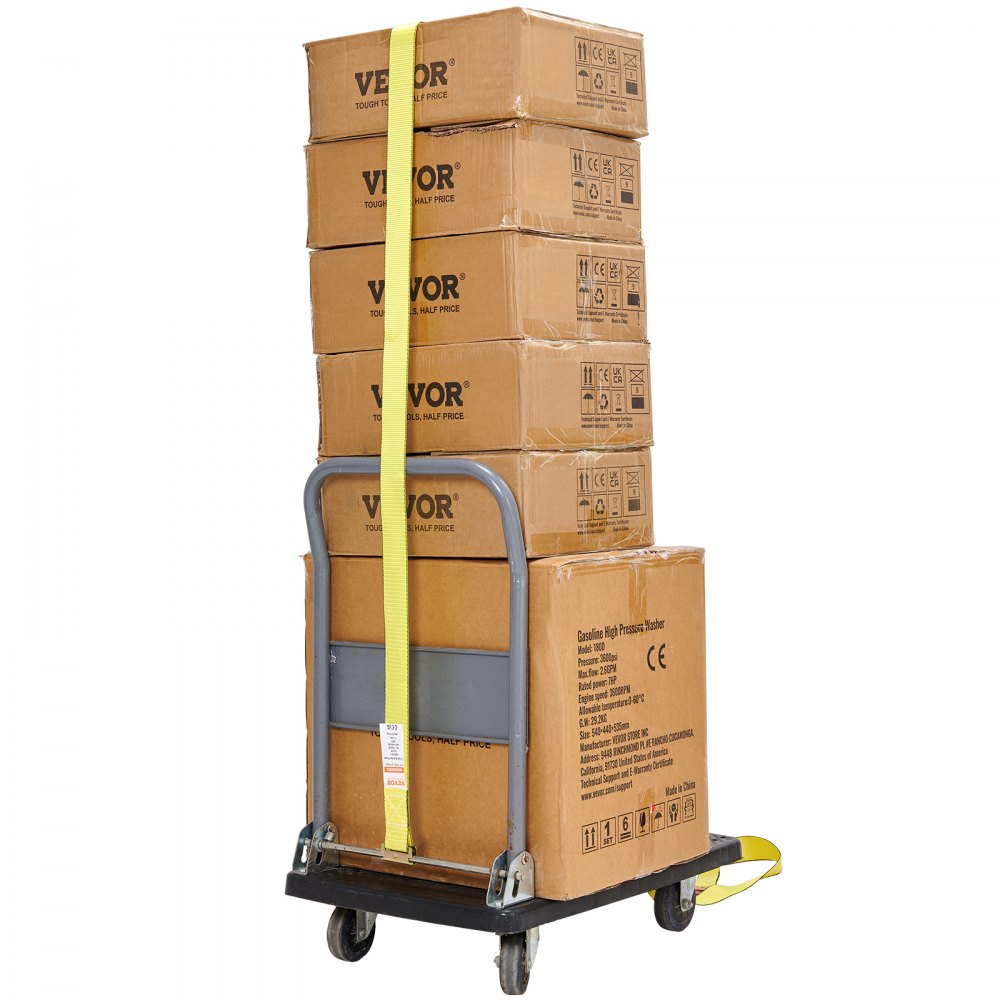 VEVOR Ratchet Tie Down Straps (8PK), 4400 lb Break Strength, E-Track Endless Ratchet with 8 Premium 2" x 15' Rachet Tie Downs Heavy Duty, for Moving Securing Cargo, Appliances, Lawn Equipment 