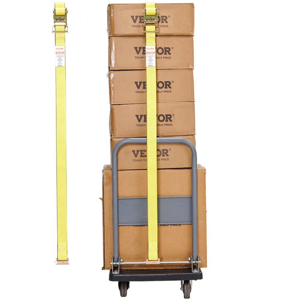 VEVOR Ratchet Tie Down Straps (8PK), 4400 lb Break Strength, E-Track Endless Ratchet with 8 Premium 2" x 15' Rachet Tie Downs Heavy Duty, for Moving Securing Cargo, Appliances, Lawn Equipment 