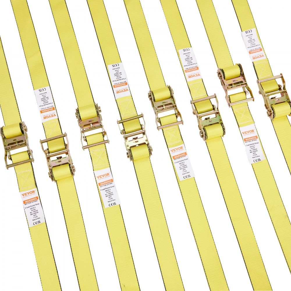 VEVOR Ratchet Tie Down Straps (8PK), 4400 lb Break Strength, E-Track Endless Ratchet with 8 Premium 2" x 15' Rachet Tie Downs Heavy Duty, for Moving Securing Cargo, Appliances, Lawn Equipment 
