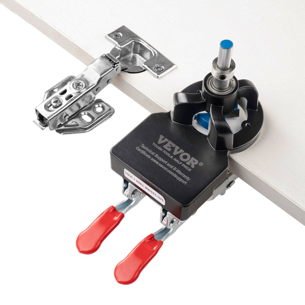 VEVOR 35 mm Concealed Door Hinge Jig, Aluminum Alloy Cabinet Hinge Jig, Accurate Locking Dual Clamp Fixation Hinge Drill Jig with Accessories, Woodworking Tool for Doors Cabinets Hinges Mounting 