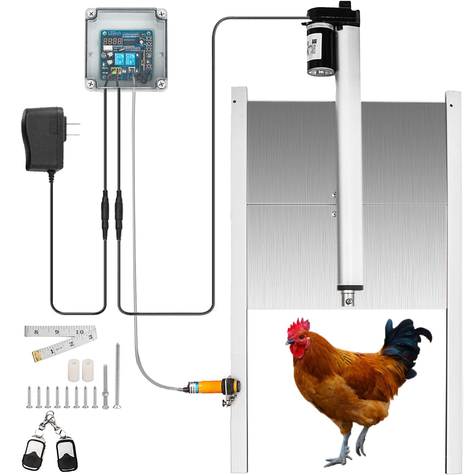 VEVOR Kits Infrared Sensor Automatic Chicken Coop Door Opener, 1 Count (Pack of 1), White 