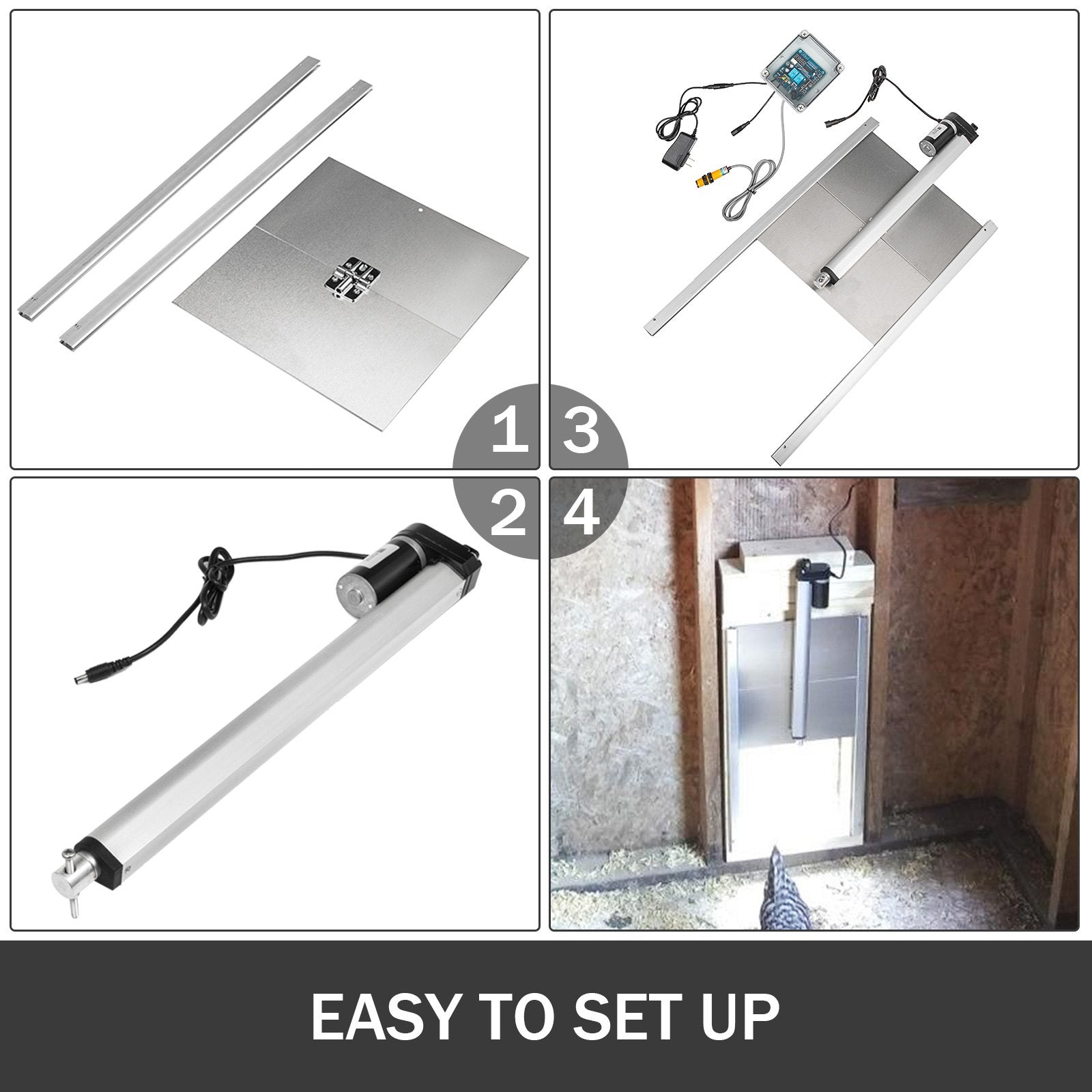 VEVOR Kits Infrared Sensor Automatic Chicken Coop Door Opener, 1 Count (Pack of 1), White 