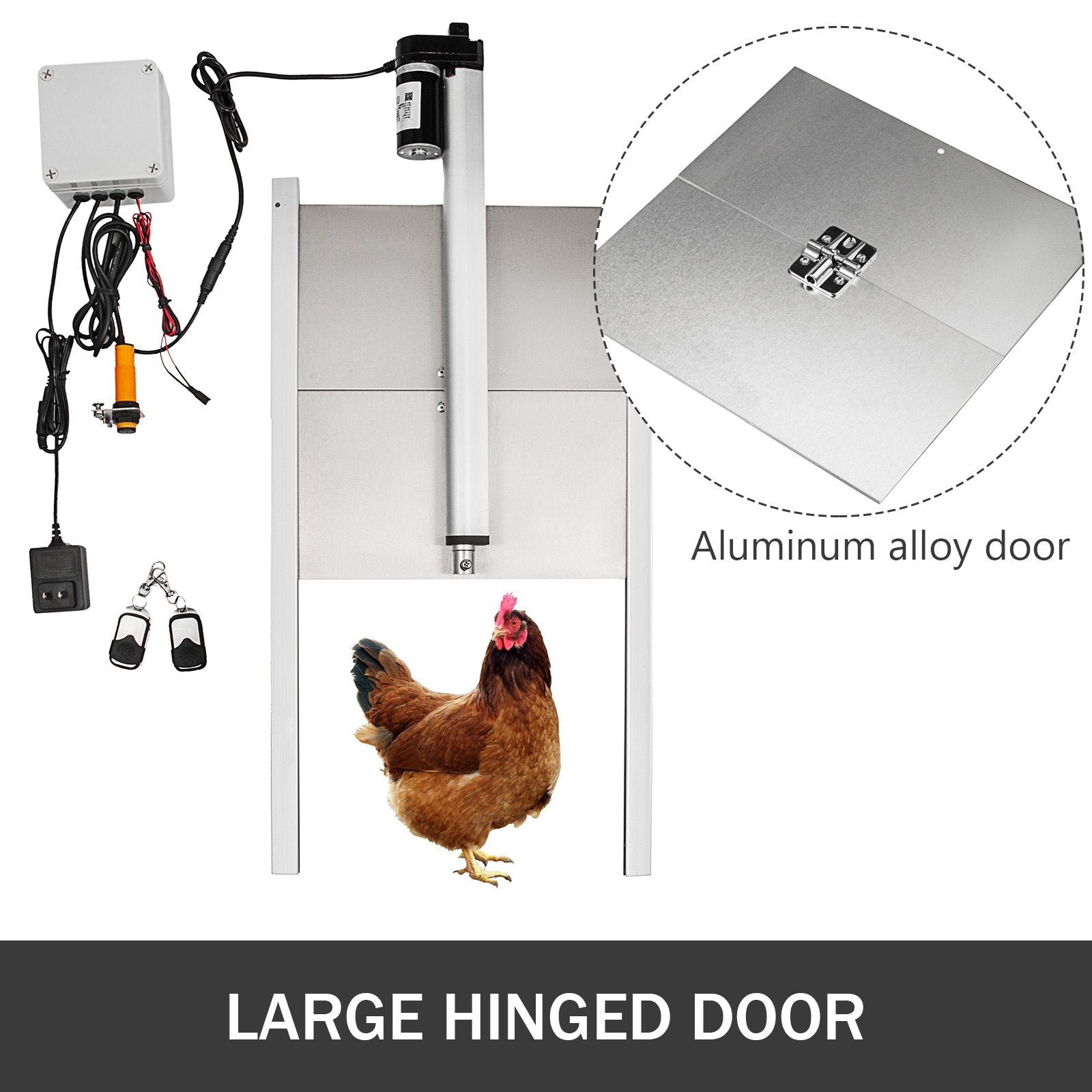 Vevor Automatic Chicken Coop Door Opener Kit Light Sensor 12.6"x11.8" Hen House 