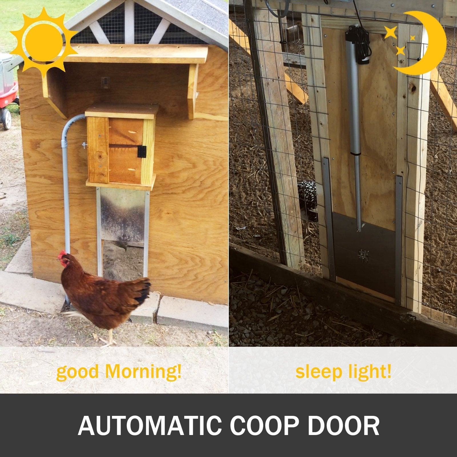 Vevor Automatic Chicken Coop Door Opener Kit Light Sensor 12.6"x11.8" Hen House 