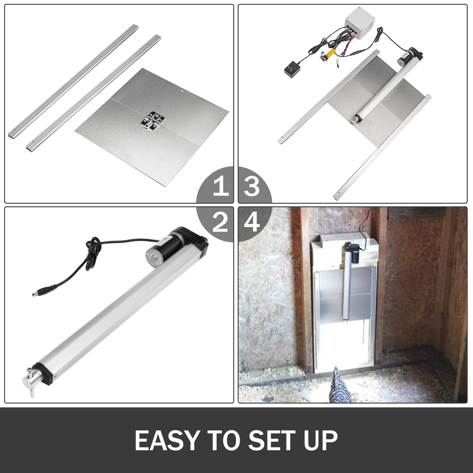 Vevor Automatic Chicken Coop Door Opener Kit Light Sensor 12.6"x11.8" Hen House 