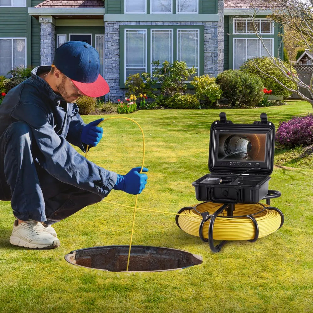VEVOR Sewer Camera, 393 ft/120 m, 9" Screen Pipeline Inspection Camera with DVR Function, Waterproof IP68 Camera w/12 Adjustable LEDs, w/a 16 GB SD Card, for Sewer Line, Home, Duct Drain Pipe Plumbing