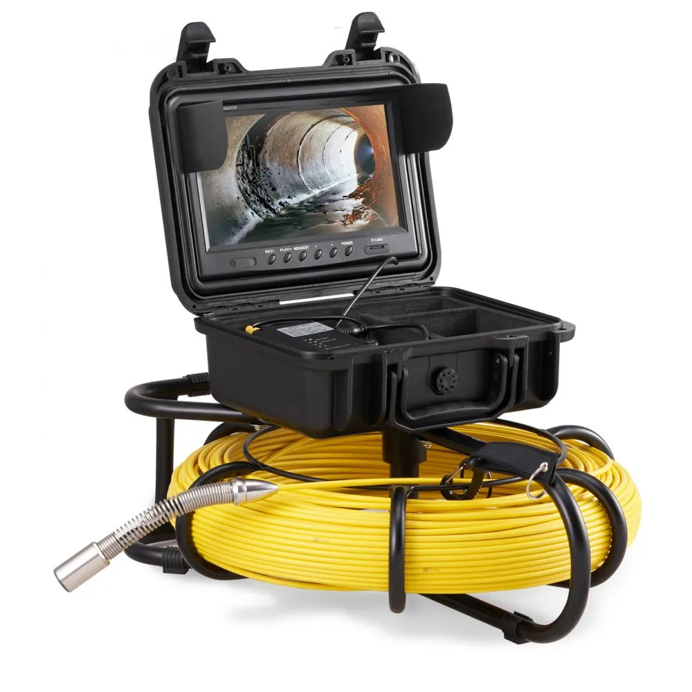 VEVOR Sewer Camera, 393 ft/120 m, 9" Screen Pipeline Inspection Camera with DVR Function, Waterproof IP68 Camera w/12 Adjustable LEDs, w/a 16 GB SD Card, for Sewer Line, Home, Duct Drain Pipe Plumbing